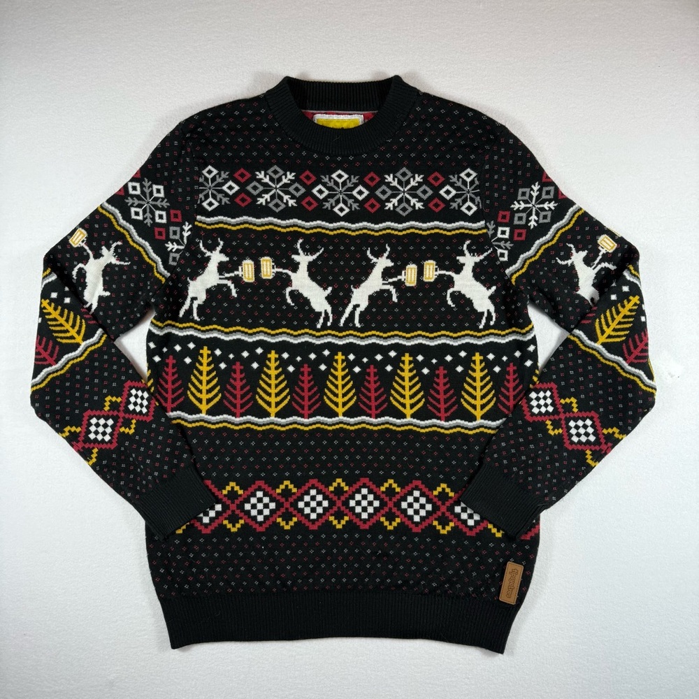 Men’s Tipsy Elves Caribrew Black Ugly Holiday Christmas Sweater Size Large